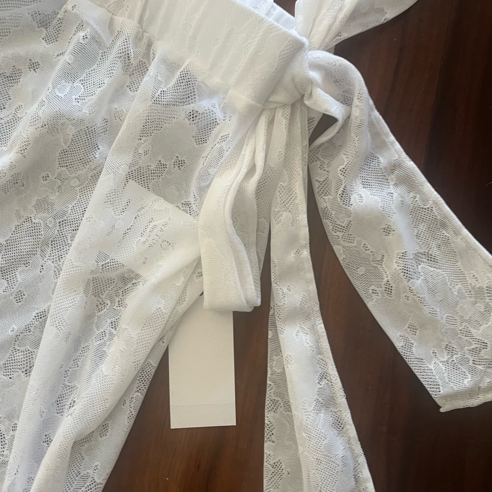 New Anatomie White Sheer Lace Wide-Leg beach  Pants - Picture 6 of 10
